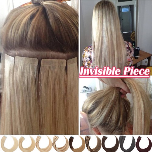 US CLEARANCE Tape In 100% Real Human Hair Extensions Russian Remy Hairpiece USA - Picture 7 of 56