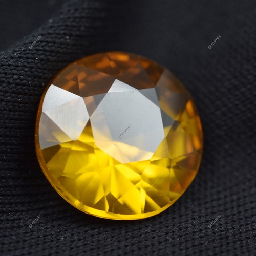Natural Yellow Sapphire 6.15 Ct Round Shape CERTIFIED Loose Gemstone Necklaces - Picture 5 of 6