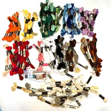 Cotton Embroidery Floss Lot J&P Coats & DMC About 125 Full & Partial Skeins