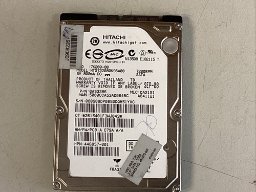 80GB Hitachi Travelstar HTS722080K9SA00 SATA Notebook HDD 8MB (157)