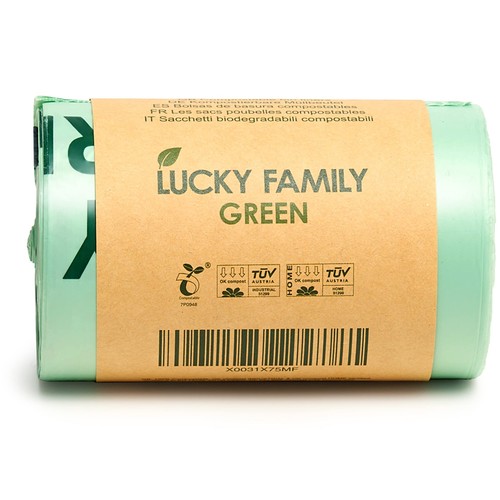 Lucky Family Green Compost Bags for Kitchen Countertop Bin 1.3 gallon