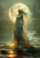 SELENE MOON GODDESS ART PRINT, Wall Decor Moon Poster, Gothic Witchy Lunar D592