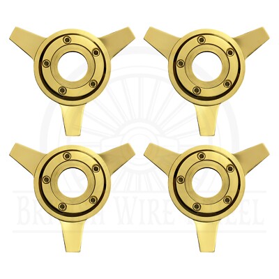 Locking 3 Bar Zenith Cut Gold Knock Off Spinner Caps without Logo, Set of 4