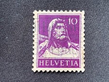 SWITZERLAND HELVETIA 1924-1930 WILHELM TELL 10C DARK VIOLET - USED