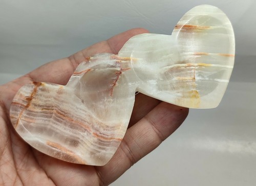 Ciotole cuore doppio onice e calcite lucide intagliate a mano Karachi/Pakistan 08 pz - Foto 7 di 9