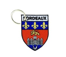 Keychain keyring embroidered embroidery patch flag shield bordeaux france