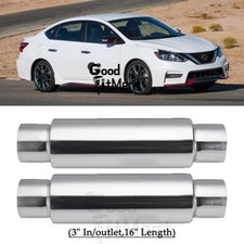 2x 3'' Inlet/Outlet Muffler Resonator Exhaust 16'' Deep Tone For Nissan Sentra