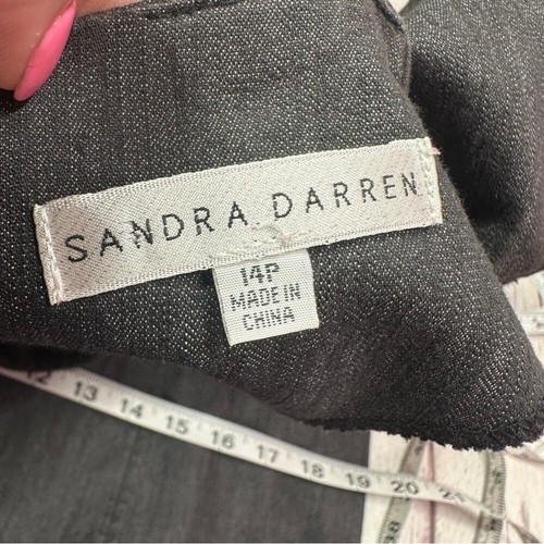sandra darrenn cap sleeve sheath denim Dress sz 14P embellished flower boho - Picture 7 of 12