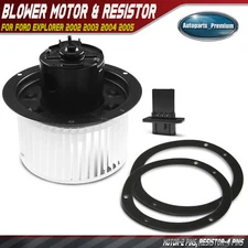 Rear HVAC Blower Motor w/ Fan Cage & Resistor Kit for Ford Explorer 2002-2005 