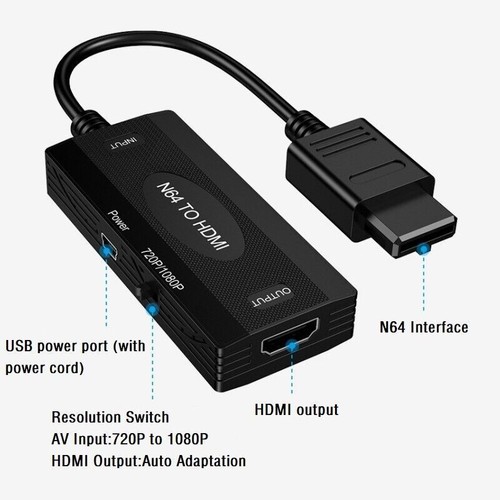 N64 To HDMI Converter Adapter HD Link Cable For Nintendo Gamecube Super Nes Snes - Picture 6 of 8