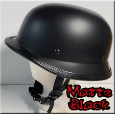 GERMAN HELMET  FLAT BLACK LOW PROFILE BIKER MOTORCYCLE NOVELTY HELMET