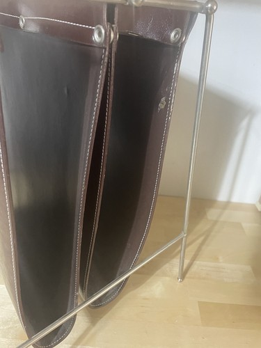 Vintage Mid Century? Magazine Rack/Holder Chrome and Faux Leather - Picture 5 of 16