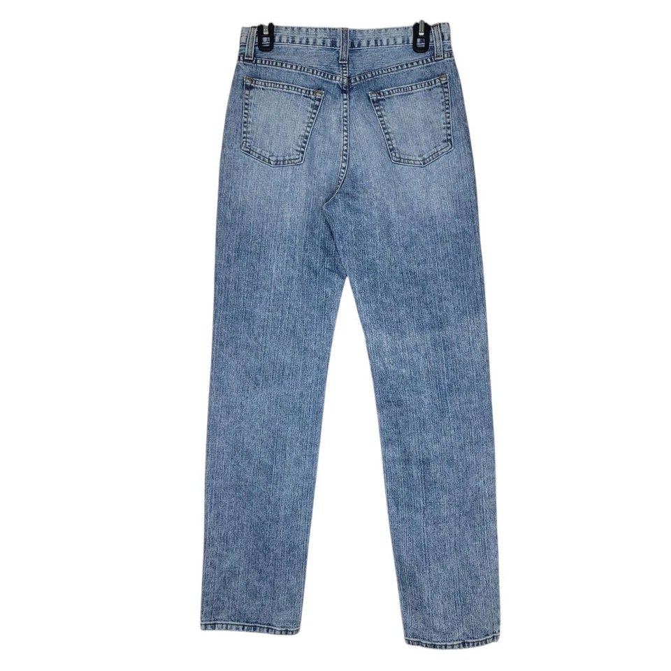 Jeans feminino S by Serena cintura apertada 28 azul denim botão mosca perna reta EUA - Imagem 2 de 4