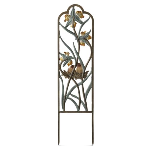 Stunning Accent Piece Of Aluminum Narrow Lovebirds in Nest Trellis(spikes 7.75") - Picture 4 of 4