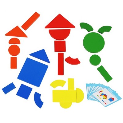 Wooden Magnetic Blocks Toys - Shape Pattern Building Block - Large, Shapes 