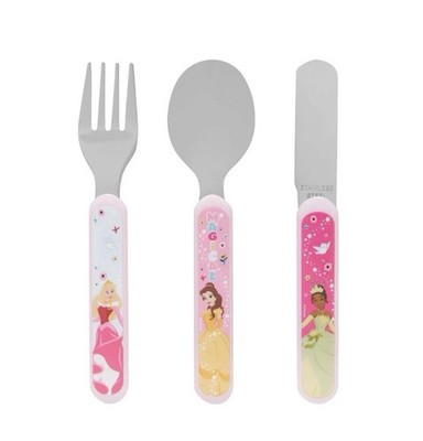 Disney Princess Kids 3 Piece Cutlery Set Lightweight Fork Spoon Knife Set