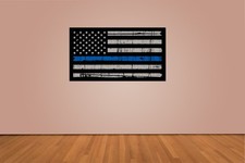 Thin Blue Line American Flag Indoor Wall Vinyl Decal Sticker 5 - 52" Support Law