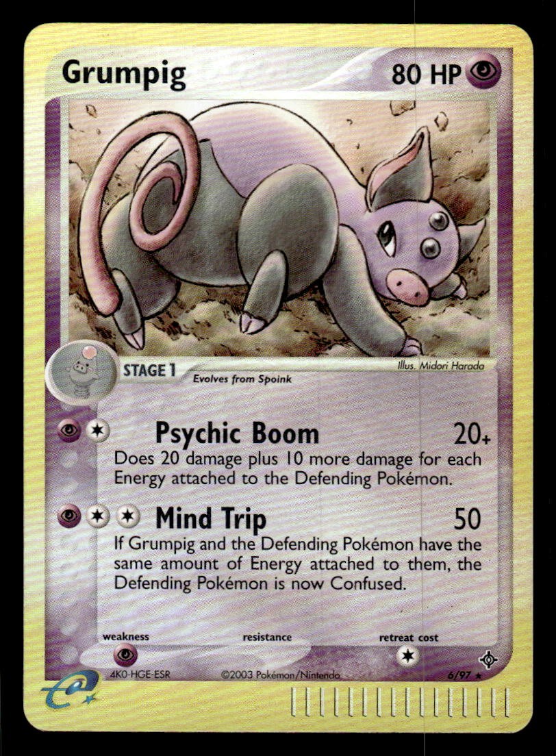 Pokemon TCG EX Dragon #6/97 Grumpig Reverse Holo LP+ (Scratches)