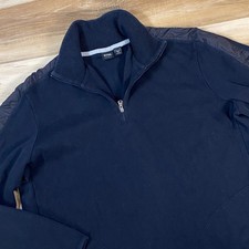 Hugo Boss Quarter Zip Mens XL Minimalist Cotton Quilted Hybrid Black Sweater
