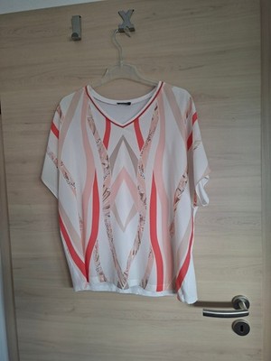 luftiges Blusenshirt von Basler Gr. 42-44 creme mit korallenrot