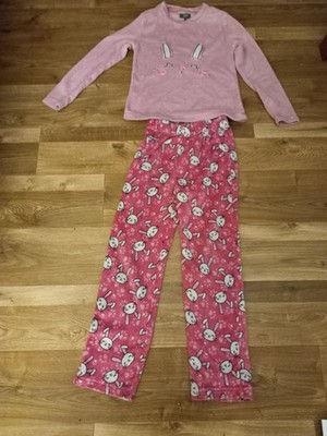 Mädchen flauschiger Schlafanzug Alter 8-10 Jahre Studio Nachtwäsche rosa Kaninchen-Design