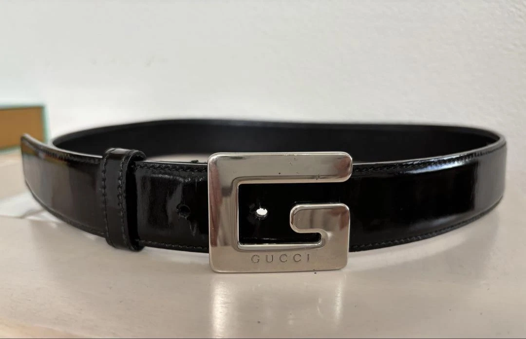 Gucci G logo boucle argent quincaillerie ceinture cuir 70/28 037 noir occasion sans boite