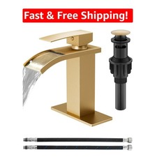 Modern Stainless Steel Waterfall Faucet with Pop-Up Drain - 1 or 3 Hole Install