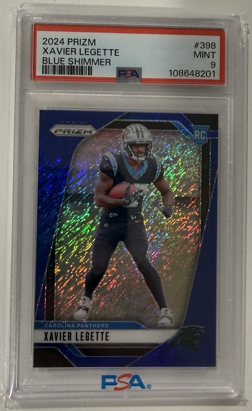 2024 Panini Prizm - Rookies Xavier Legette #398 Blue Shimmer Prizm /25 (RC)