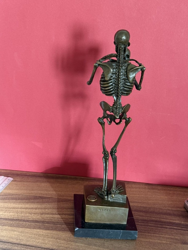 Skeleton Bronze Skull Statue Memento Mori Sculpture Marble CARL Kauba ...
