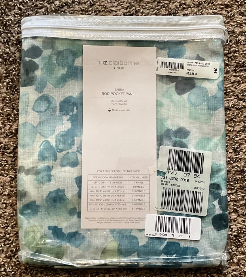 Juego de 2 paneles de bolsillo Liz Claiborne Sabra Rod verde/azul 50" x 84" Foto 2 de 3