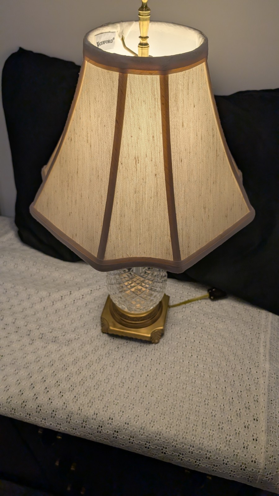 BID $200 & WIN-WATERFORD PINEAPPLE LAMP! PRISTINE BEAUTY! 22" T X 5" W. SIGNED! 
