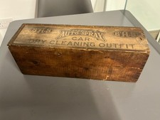 Vintage SAS Stadium Auto-Spray Car Dry Cleaning Outfit Sliding Lid Wooden Box
