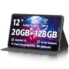 Android 15 Tablet, 12 inch 2000x1200 2K TouchScreen, 20GB RAM 128GB ROM 1TB E...