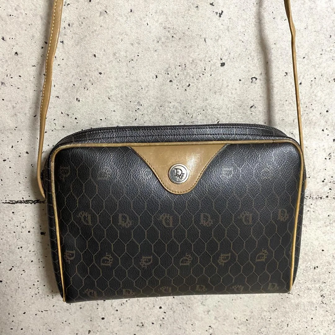 Mini sac à bandoulière Christian Dior logo nid d'abeille noir 9,8 pouces