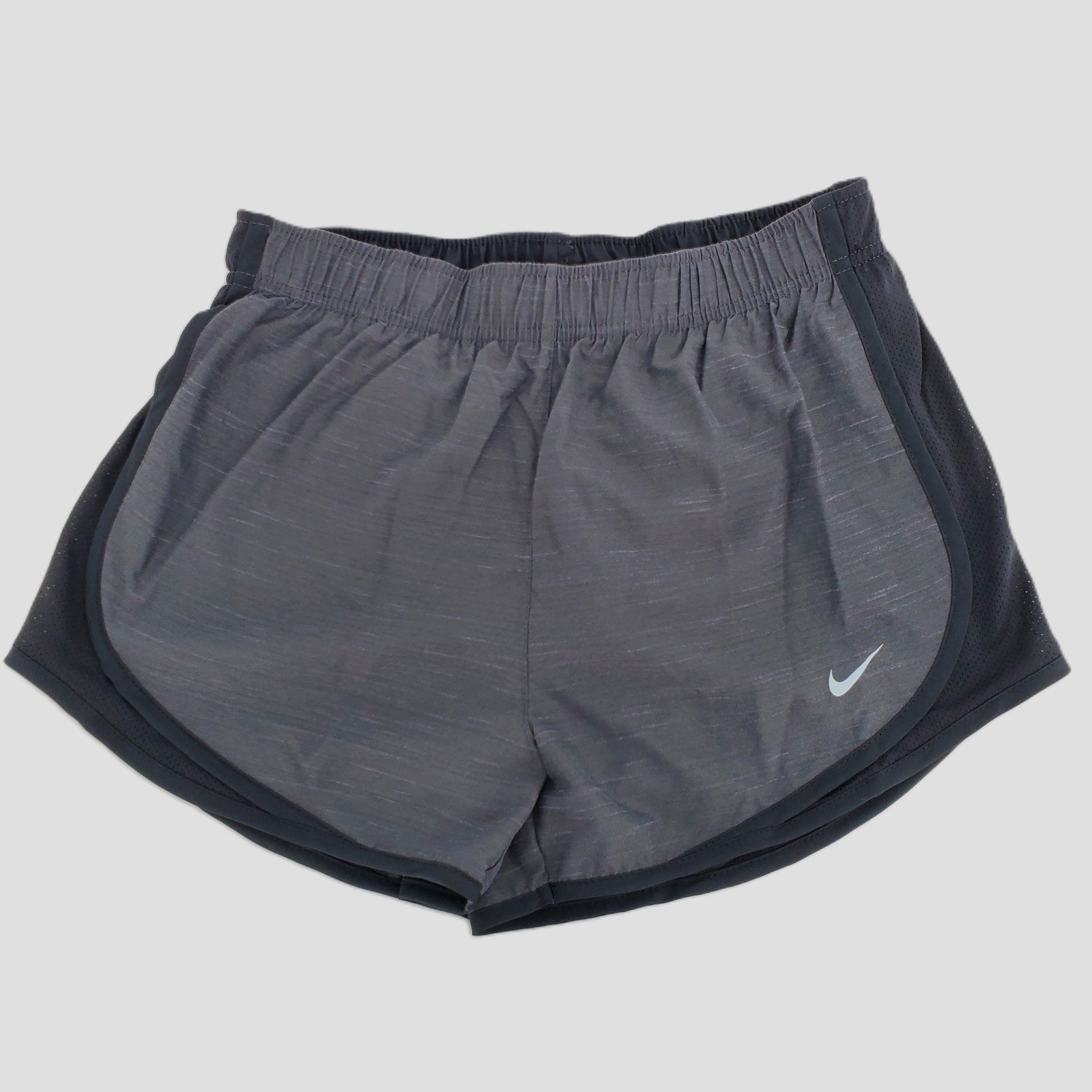 Nike Dri Fit Running Shorts Dark Grey Mesh Lined Black Trim Womens Size Small