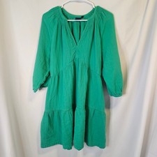 Gap Gauze Tiered Mini Dress Large Green Boho Cottagecore Costal Vacation