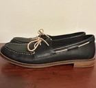 Womens Black Leather Sperry Boat Shoes Size 9.5 Rare EUC — photo 1