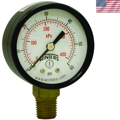 #ad 2 Inch Steel Case Pressure Gauge: Durable Brass Internals 0 60 psi kPa Accuracy $20.99