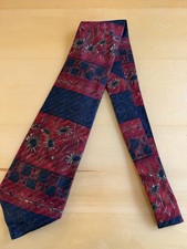 Ermenegildo Zegna Silk Tie Red Blue Abstract Floral Pattern Made In Italy