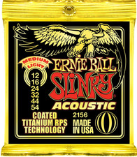 ERNIE BALL 2156 COATED MEDIUM LIGHT ACOUSTIC STRINGS .012-.054, Made in USA
