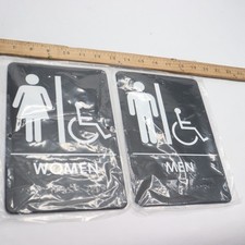  2-Pk Braille Women/Men Accessible Restroom Sign Set Acrylic 9" x 6"