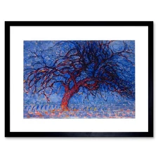 Piet Mondrian 1908 Evening Red Tree Painting Framed Art Print 12x16 Inch