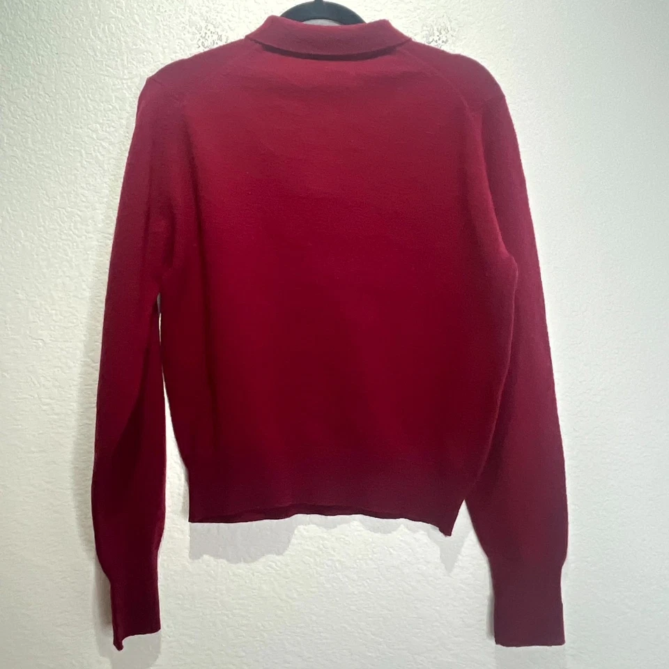 Suéter polo vintage Lands' End para mujer grande rojo 100 % lana de cordero acanalado Inglaterra Foto 2 de 4
