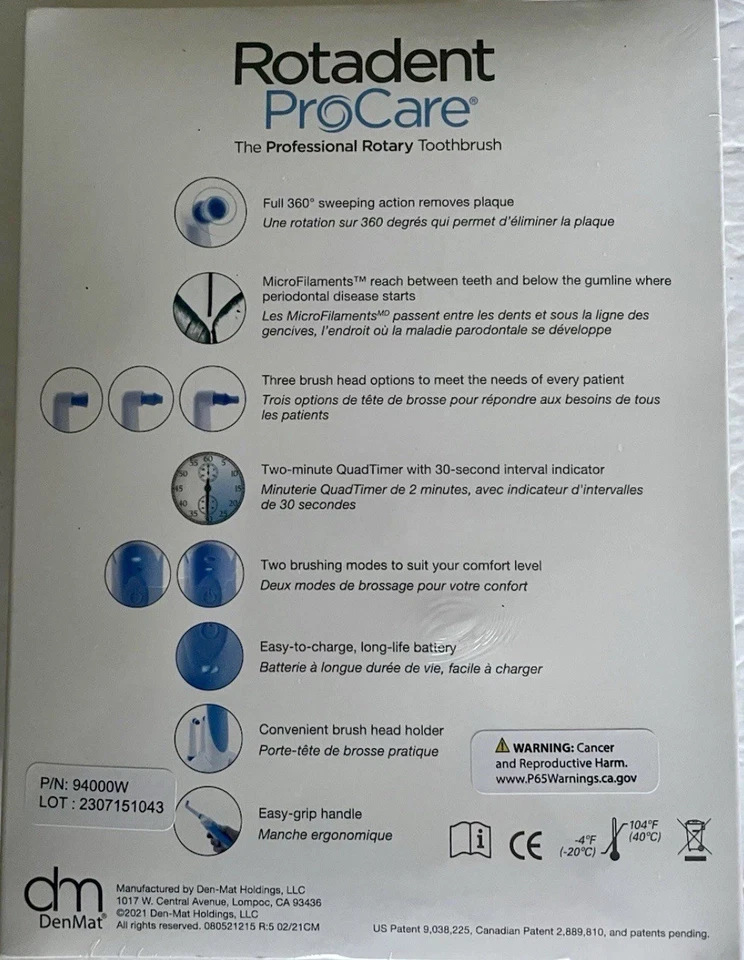 Cepillo de dientes electrónico Rotadent Procare Rota Dent eléctrico 94000 sin usar Foto 2 de 3