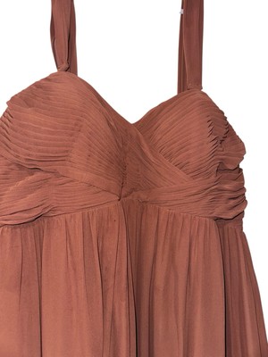 Revelry Womens Kennedy Chiffon Convertible Strap Gown Sz 14 Rust Brown Long  | eBay