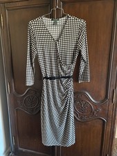 Lauren Ralph Lauren Black & White Houndstooth Wrap Dress size Large