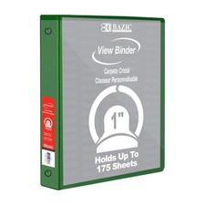 BAZIC 1" Green 3-Ring View Binder w/ 2-Pockets