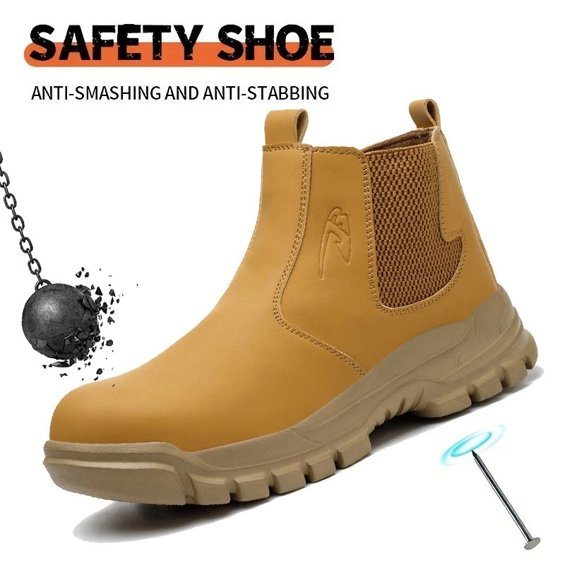 Durable Steel Toe Safety Boots Mens Waterproof Anti-Puncture Work Shoes Botas