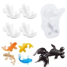 5Pack Koi Fish Resin Molds Silicone Goldfish 3D Mold for DIY Jewelry Making