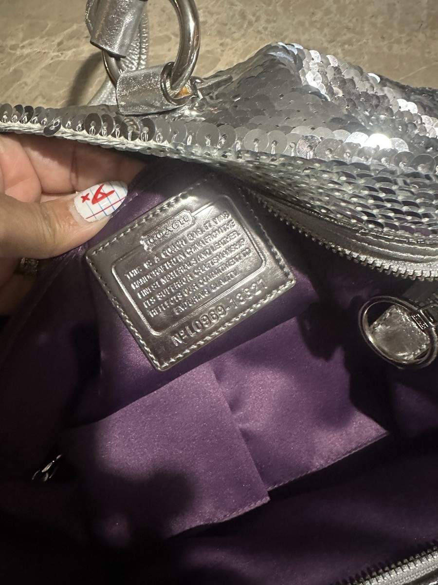 Coach Y2K Sequin Silver Vintage Tote Shoulder Bag Poppy | eBay